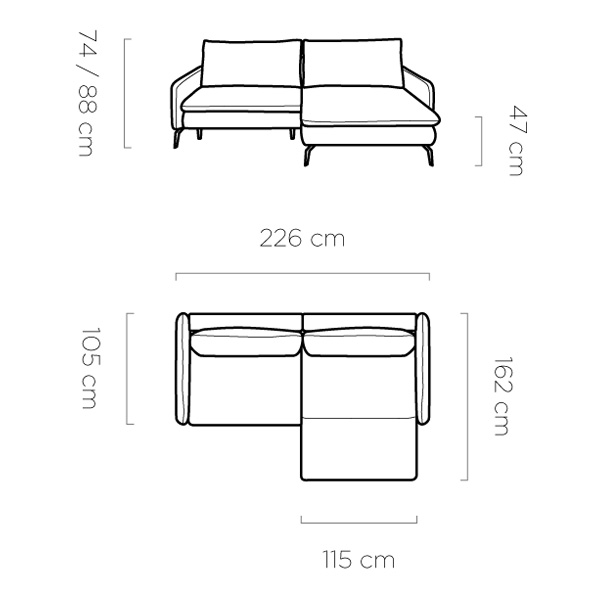 wymiary narożnika GLOSSY
