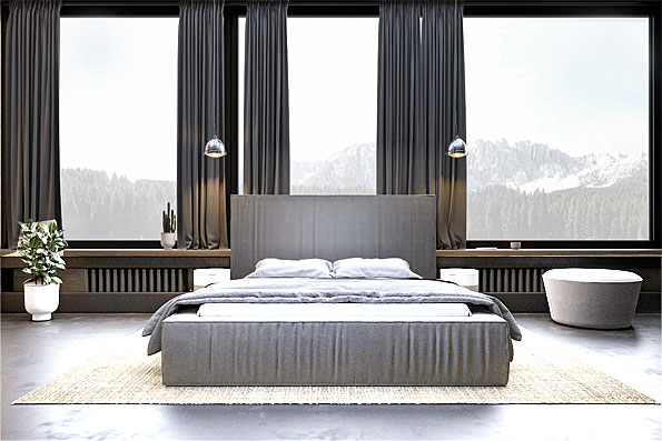 łóżko z marszczonej tkaniny