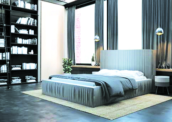 marszczona tkanina łózko tapicerowane 812