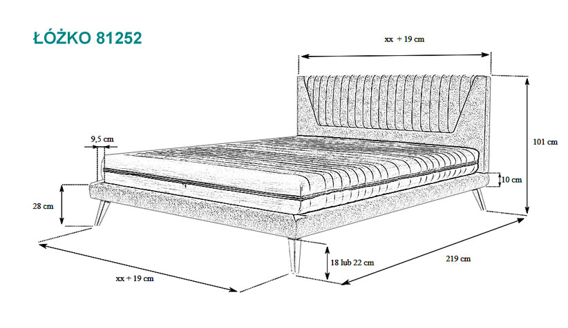 łóżko 81252 wymiary