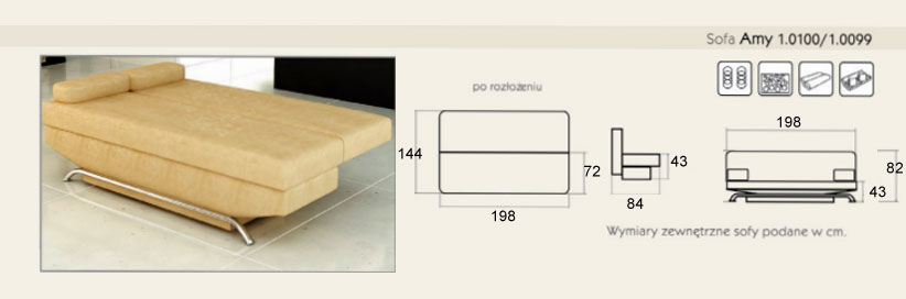 sofa do spania Amy